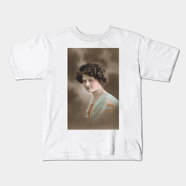 Edwardian lady in blue Kids T-Shirt by NEILBAYLIS